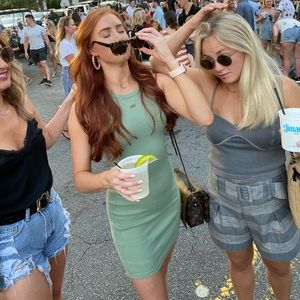 White fox green mini dress, size S, worn once